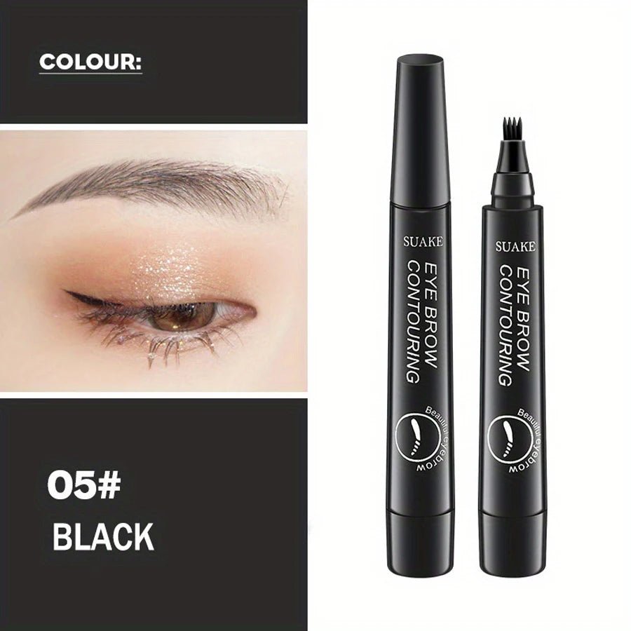 Waterproof Eyebrow Pen, Microblading Eyebrow Pencil With 4 Split Head, Natural Looking Brows Makeup ( 5 Colors) - La Tienda Bella