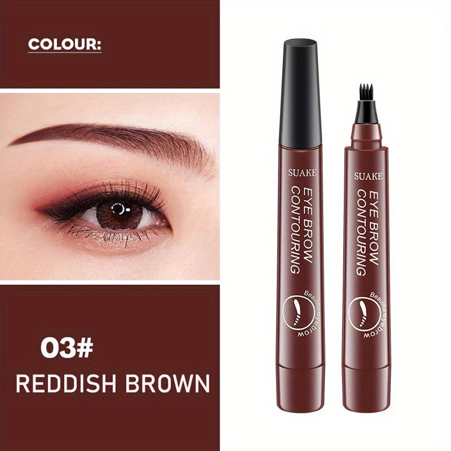 Waterproof Eyebrow Pen, Microblading Eyebrow Pencil With 4 Split Head, Natural Looking Brows Makeup ( 5 Colors) - La Tienda Bella