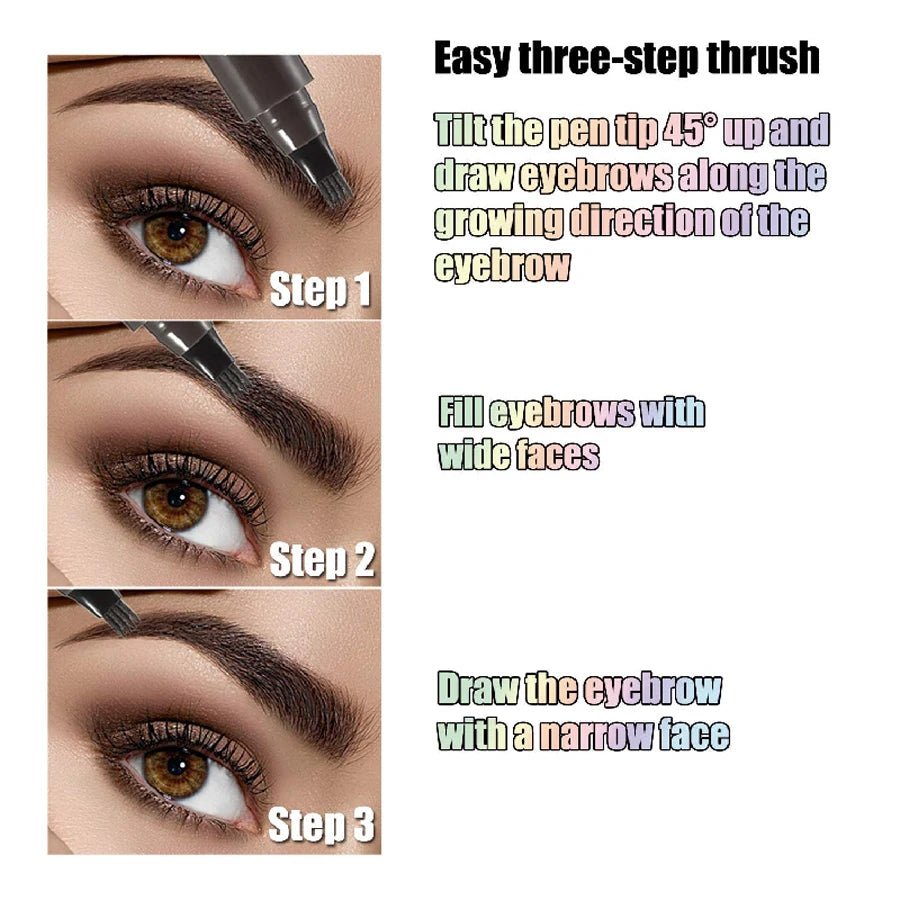 Waterproof Eyebrow Pen, Microblading Eyebrow Pencil With 4 Split Head, Natural Looking Brows Makeup ( 5 Colors) - La Tienda Bella