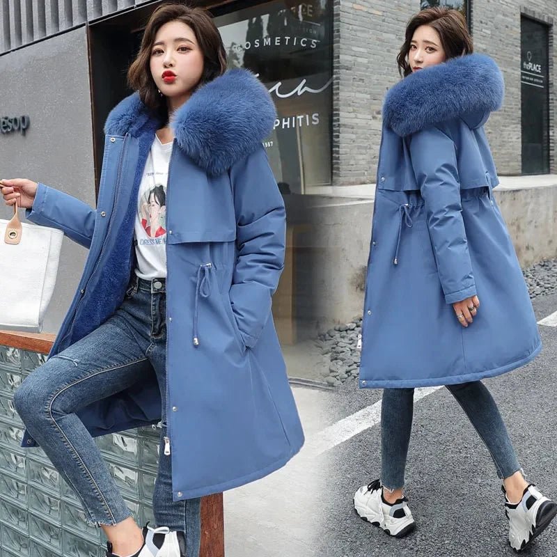 2023 Women's Long Wool Parka Jacket with Fur Collar - La Tienda Bella