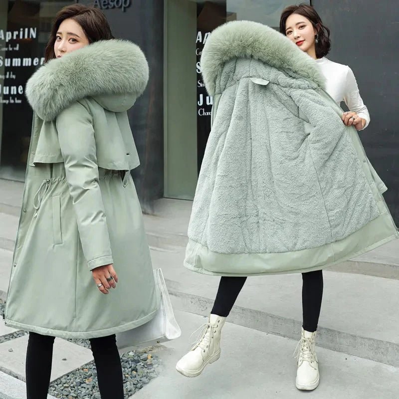 2023 Women's Long Wool Parka Jacket with Fur Collar - La Tienda Bella