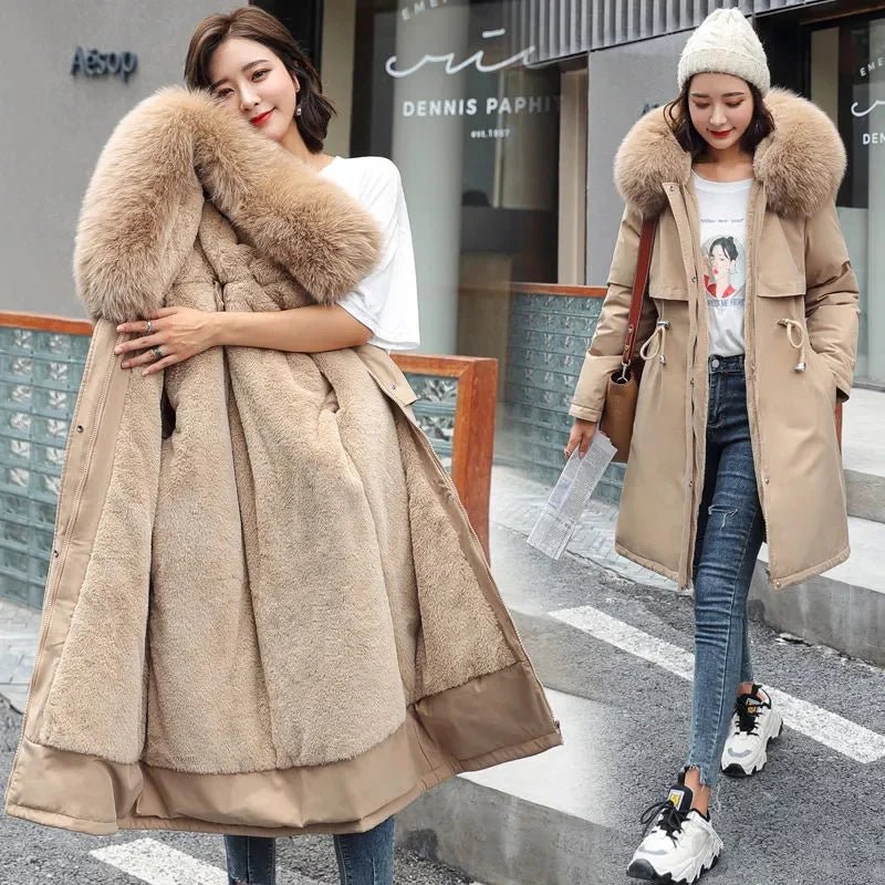 2023 Women's Long Wool Parka Jacket with Fur Collar - La Tienda Bella