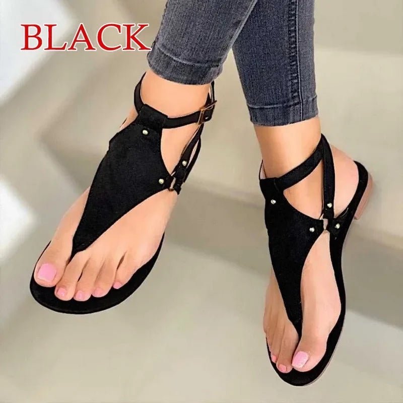 Women Sandals 2023 Summer Outdoor Beach Flip - flop Sandals Solid Fashion Gladiator Sandals Women Flats Casual Ladies Shoes - La Tienda Bella