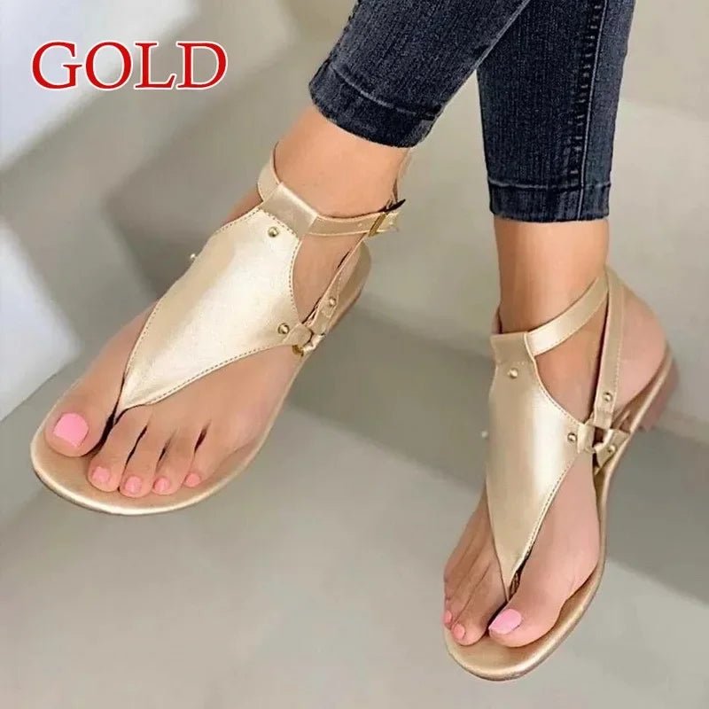 Women Sandals 2023 Summer Outdoor Beach Flip - flop Sandals Solid Fashion Gladiator Sandals Women Flats Casual Ladies Shoes - La Tienda Bella