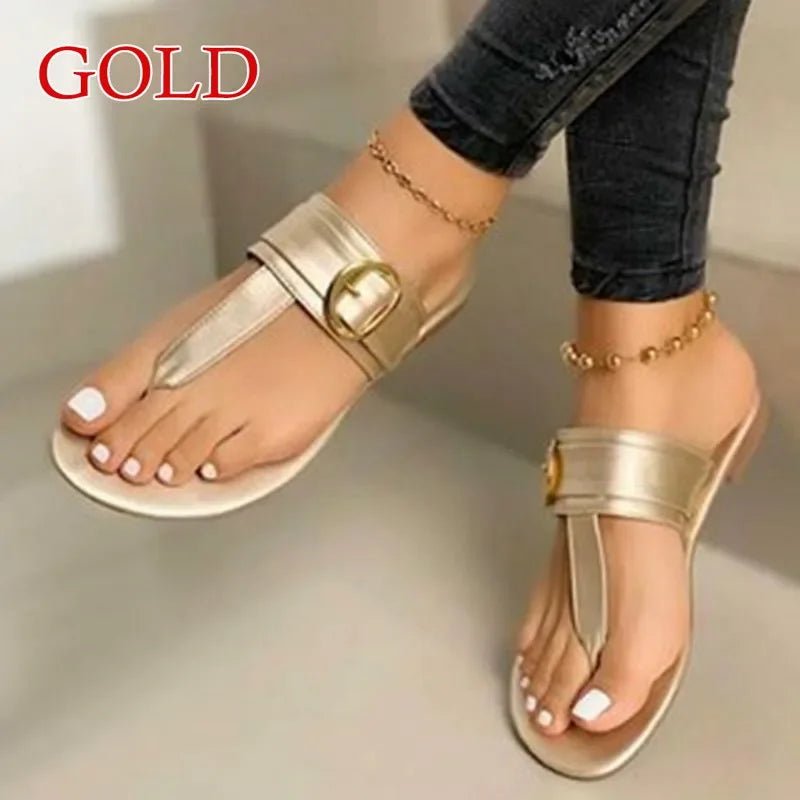 Women Sandals 2023 Summer Outdoor Beach Flip - flop Sandals Solid Fashion Gladiator Sandals Women Flats Casual Ladies Shoes - La Tienda Bella