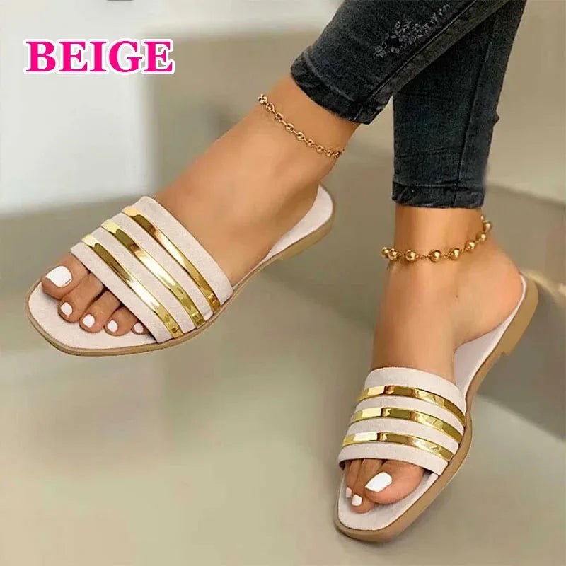 Women Sandals 2023 Summer Outdoor Beach Flip - flop Sandals Solid Fashion Gladiator Sandals Women Flats Casual Ladies Shoes - La Tienda Bella