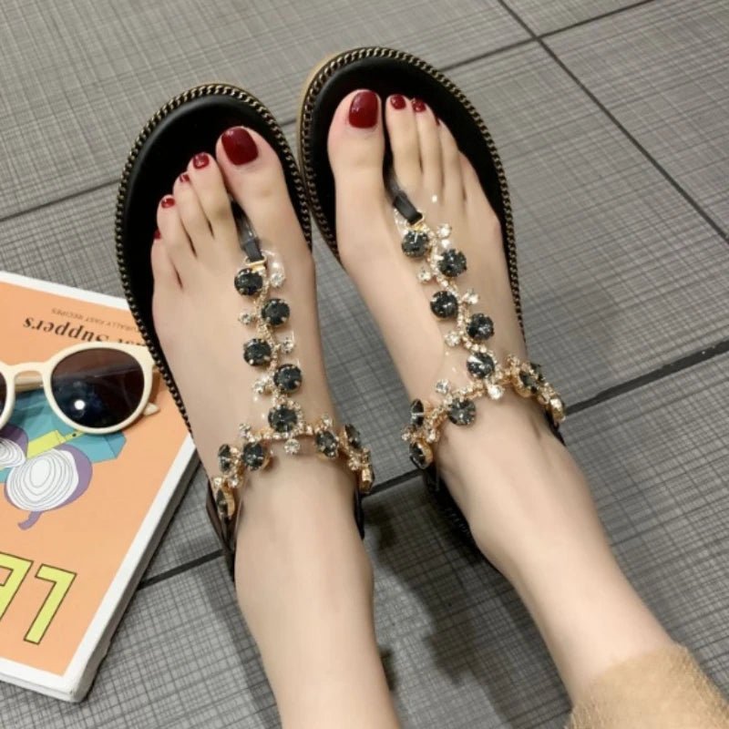 Women Sandals 2024 Hot Fashion Rhinestone Summer Shoes Women Sandals Clip Toe Women Shoes Sandalia Feminina - La Tienda Bella