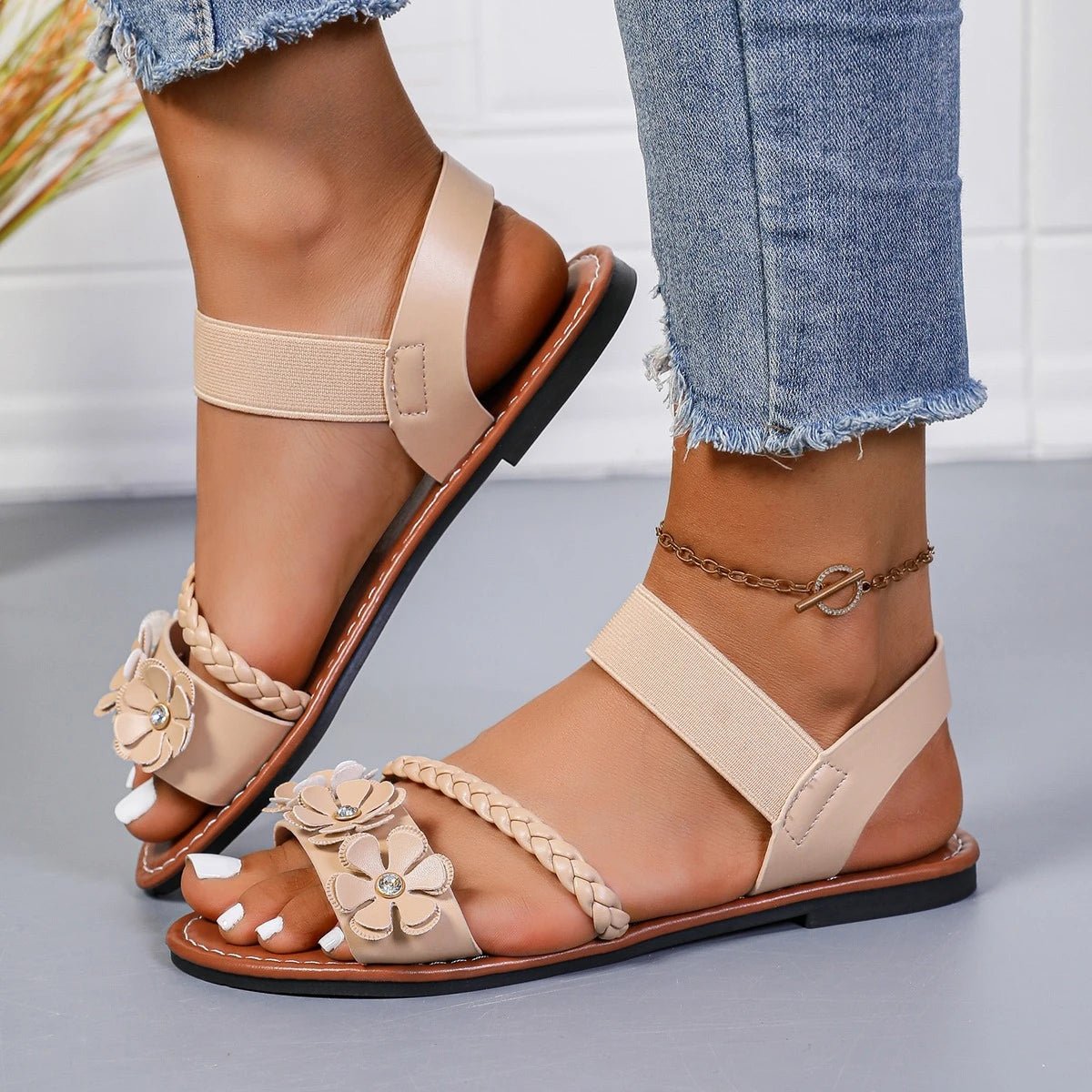 Women Sandals Fashion Flower Wedge Sandals Summer Casual Solid Color Sandals Breathable Beach Shoes Women Sandalias De Mujer - La Tienda Bella