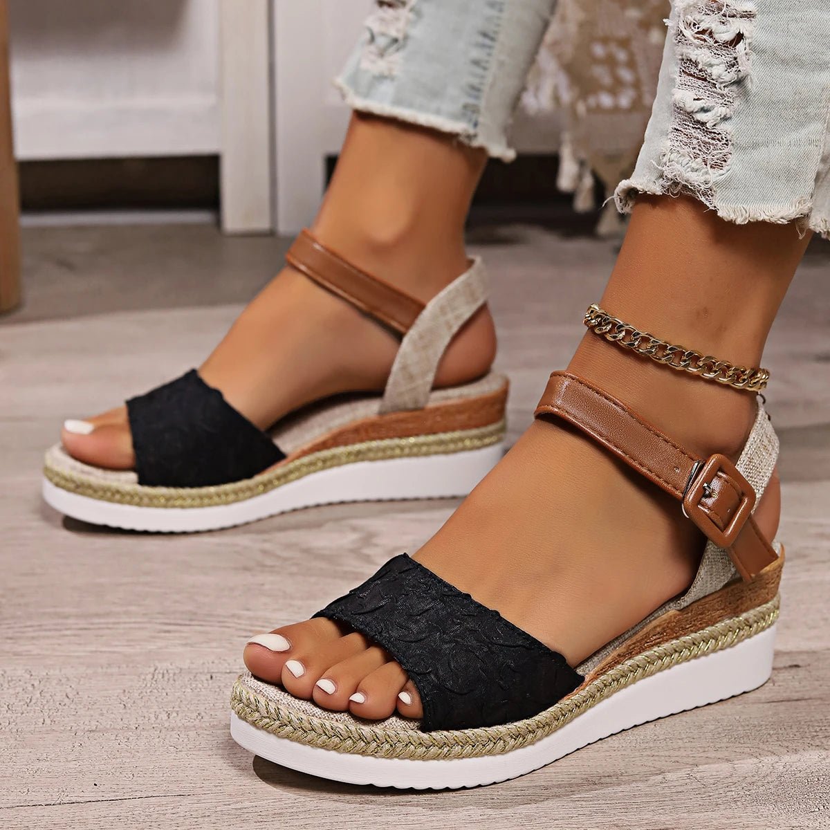 Women Sandals Summer Espadrille Strap Wedge Sandals Women Casual Open Toe Shoes Women Roman Platform Sandals Zapatos De Mujer - La Tienda Bella