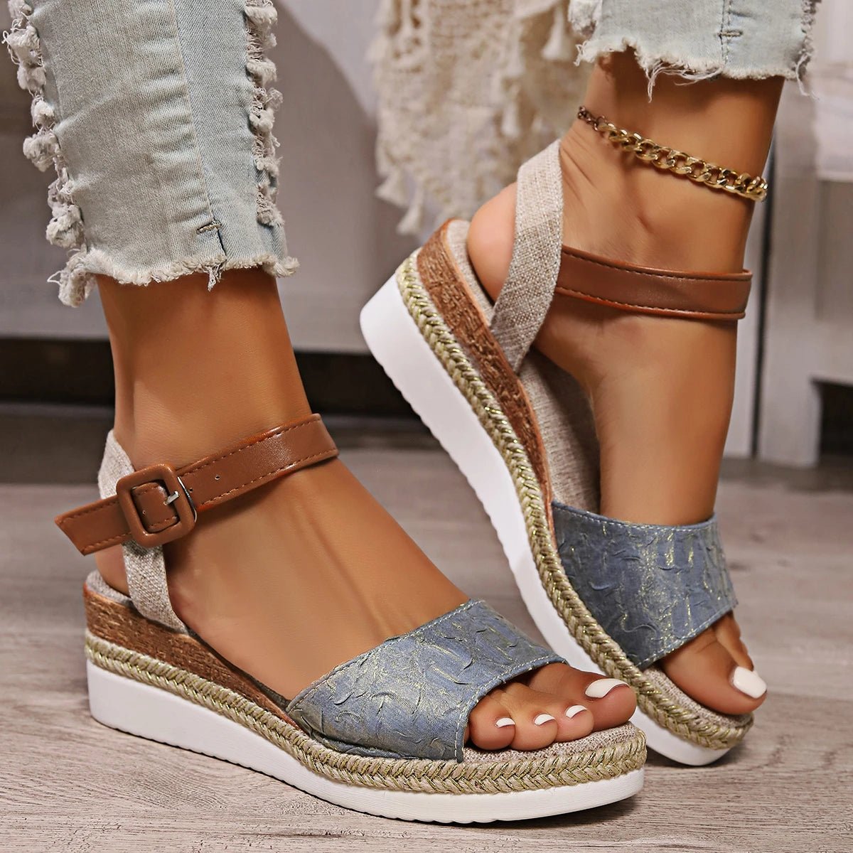 Women Sandals Summer Espadrille Strap Wedge Sandals Women Casual Open Toe Shoes Women Roman Platform Sandals Zapatos De Mujer - La Tienda Bella