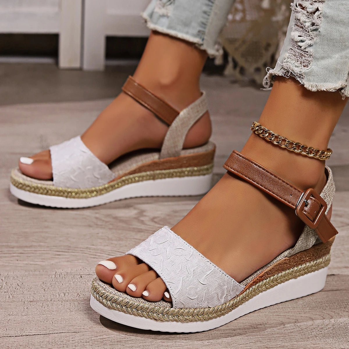 Women Sandals Summer Espadrille Strap Wedge Sandals Women Casual Open Toe Shoes Women Roman Platform Sandals Zapatos De Mujer - La Tienda Bella