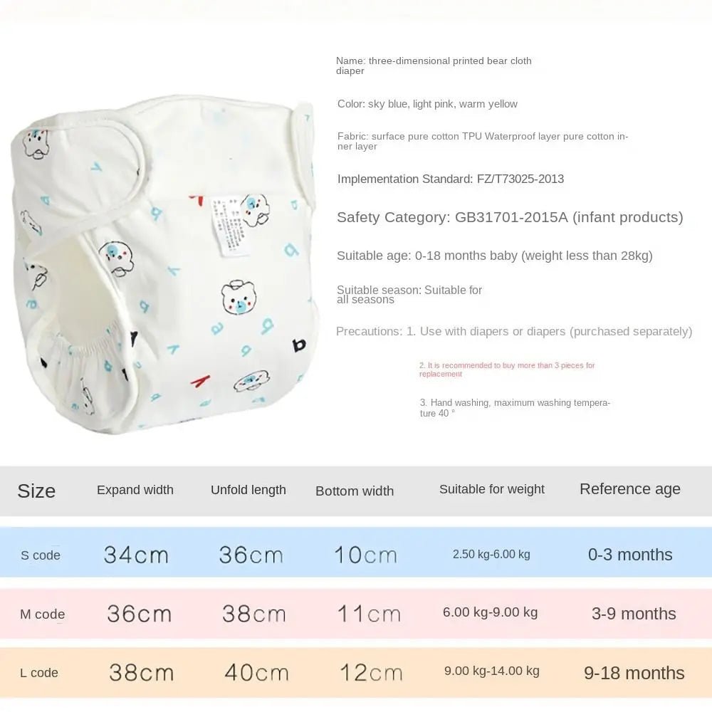 0 - 12Months Adjustable Reusable Diaper Pants Baby Washable Diaper Convenient 3 - 15kg Leakproof Cloth Diapers Newborn - La Tienda Bella