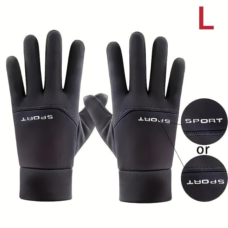 1 Pair Thermal Water - Resistant Touchscreen - Compatible Cold Weather Handwear for Men & Women - Polyester Knit Fabric, Preppy Style - Ideal for Driving, Running, Cycling - La Tienda Bella