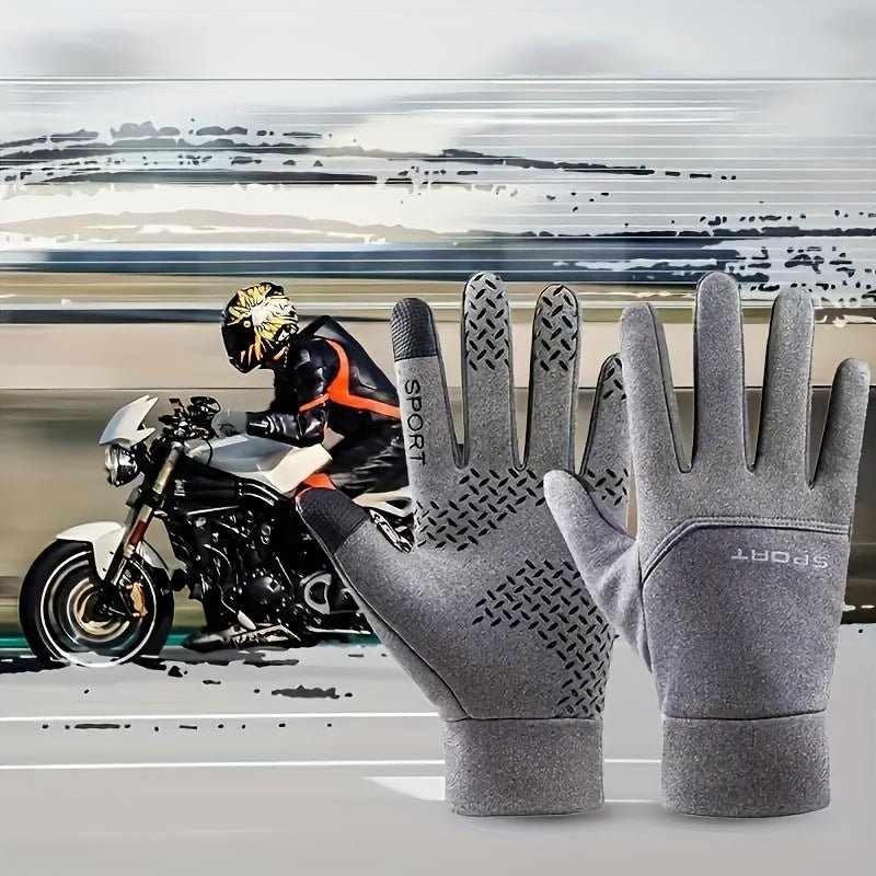 1 Pair Thermal Water - Resistant Touchscreen - Compatible Cold Weather Handwear for Men & Women - Polyester Knit Fabric, Preppy Style - Ideal for Driving, Running, Cycling - La Tienda Bella