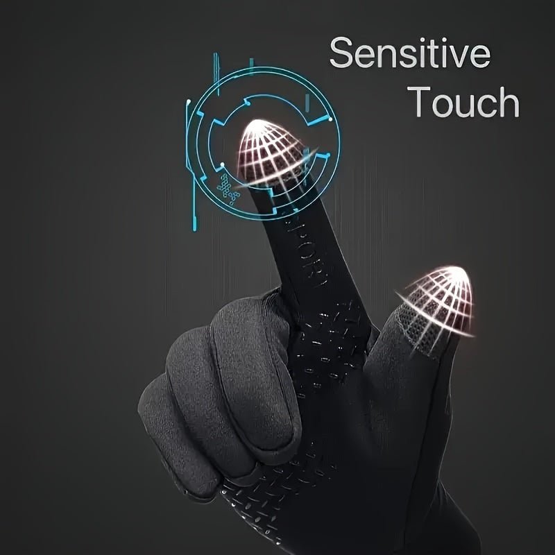 1 Pair Thermal Water - Resistant Touchscreen - Compatible Cold Weather Handwear for Men & Women - Polyester Knit Fabric, Preppy Style - Ideal for Driving, Running, Cycling - La Tienda Bella