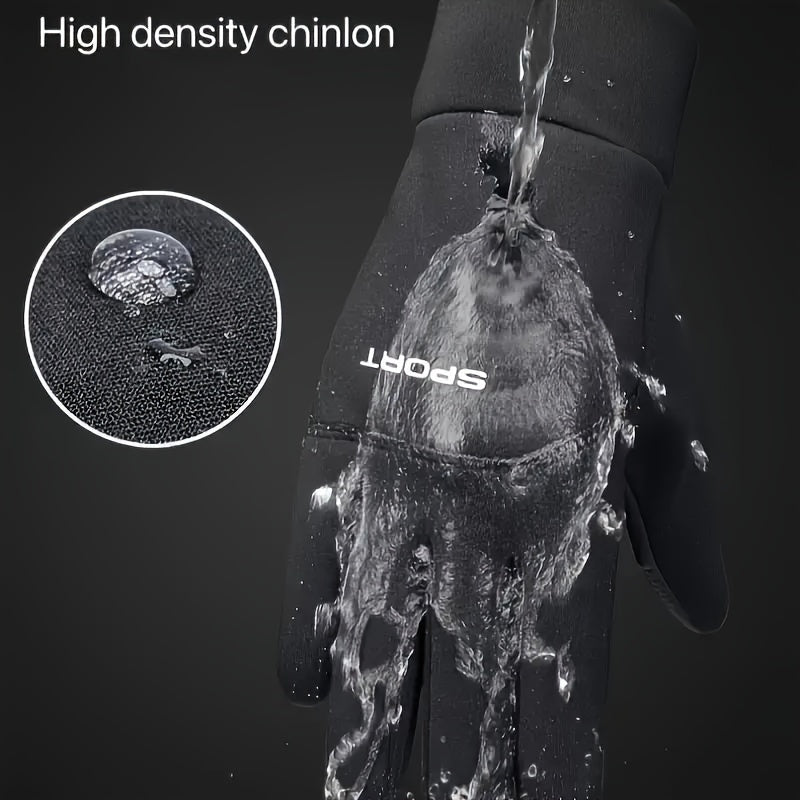1 Pair Thermal Water - Resistant Touchscreen - Compatible Cold Weather Handwear for Men & Women - Polyester Knit Fabric, Preppy Style - Ideal for Driving, Running, Cycling - La Tienda Bella