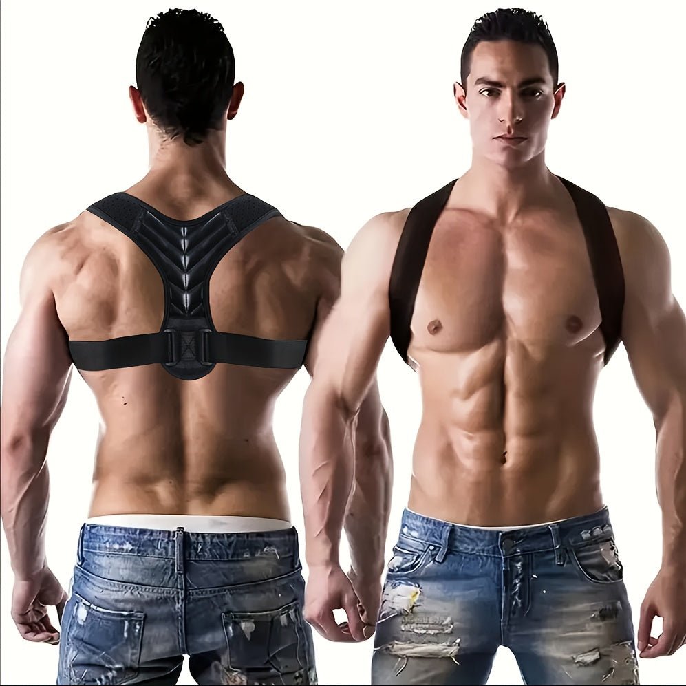 1 Posture Corrector Support - Stop Slouching & Hunchback, Adjust Back & Clavicle for Better Alignment - 100% Polyester & Neoprene Rubber, Gray/Black - Ideal for Men & Women, Back Posture Corrector - La Tienda Bella