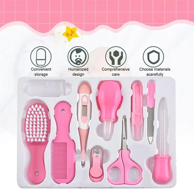 10PCS/Set Baby Health Care Kit Kids Nail Hair Health Care Thermometer Grooming Brush Clipper - La Tienda Bella