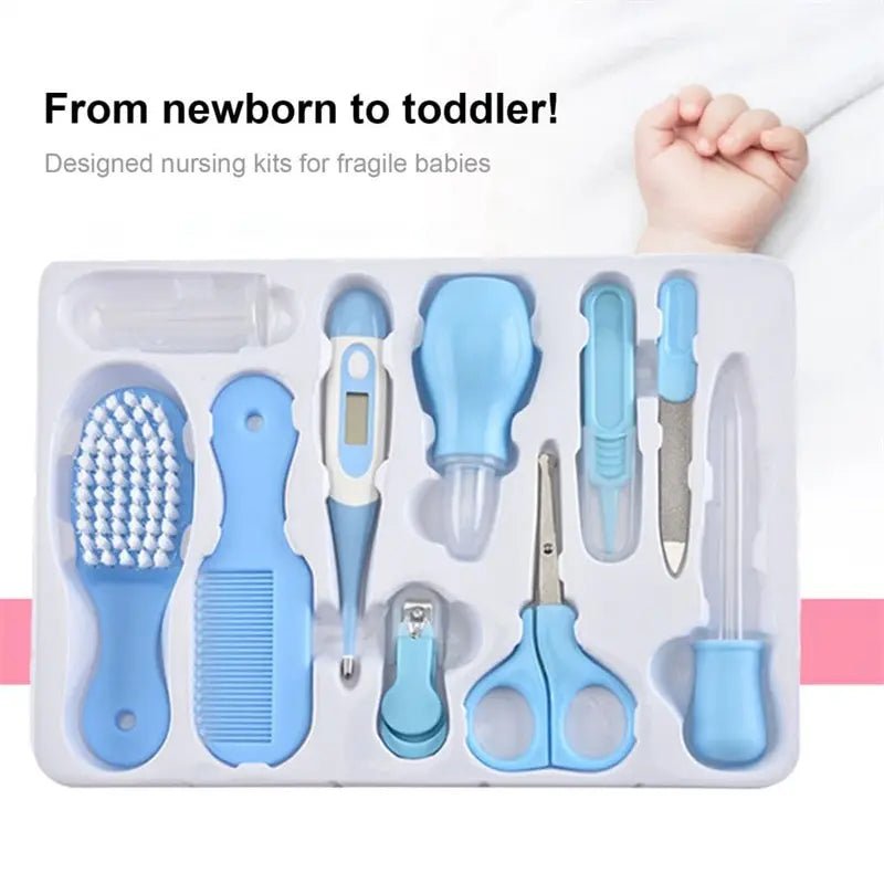 10PCS/Set Baby Health Care Kit Kids Nail Hair Health Care Thermometer Grooming Brush Clipper - La Tienda Bella