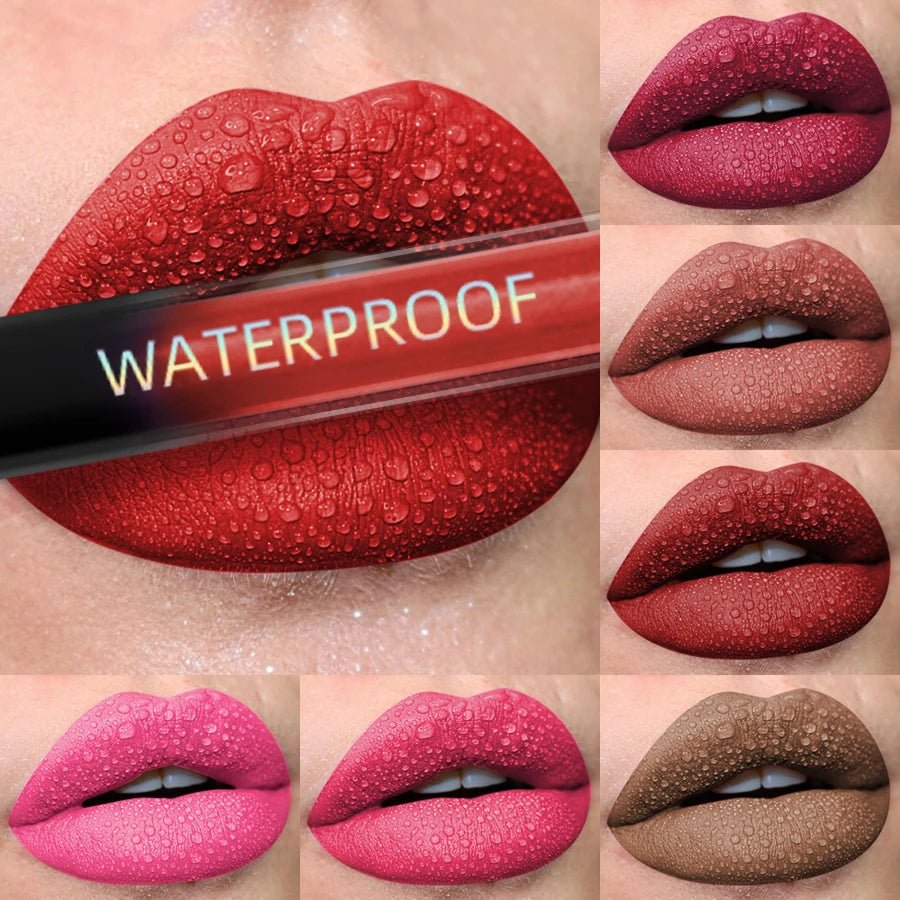 19 colors Matte Velvet Lip Gloss Waterproof Liquid Lipstick Nude Black Lips tint Makeup Lip Glaze Cosmetics Red Lip Stain Beauty - La Tienda Bella