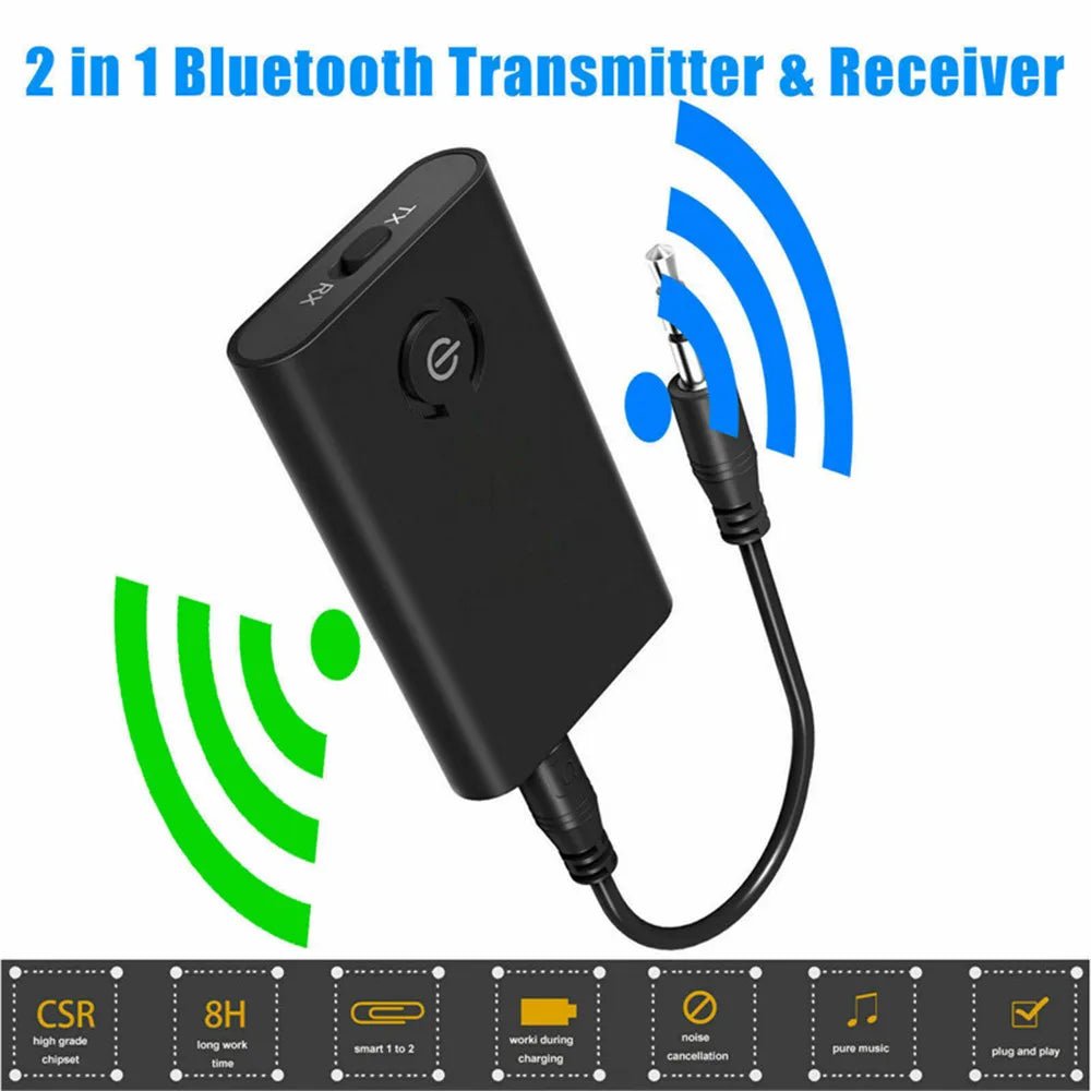 2 in 1 Bluetooth Audio Receiver Transmitter 3.5MM Computer TV Cell Phone Bluetooth Speaker Wireless Audio Device - La Tienda Bella
