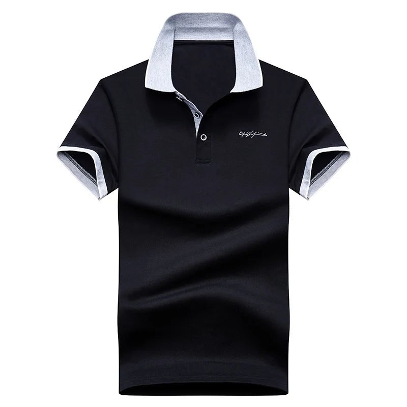 2021 Summer New Men Polo Shirt Embroidered Cotton Polo Shirt Men Casual Fashion Business Solid Color Polo Shirt Men Top Big Size - La Tienda Bella