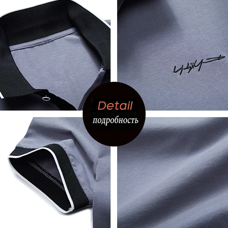 2021 Summer New Men Polo Shirt Embroidered Cotton Polo Shirt Men Casual Fashion Business Solid Color Polo Shirt Men Top Big Size - La Tienda Bella