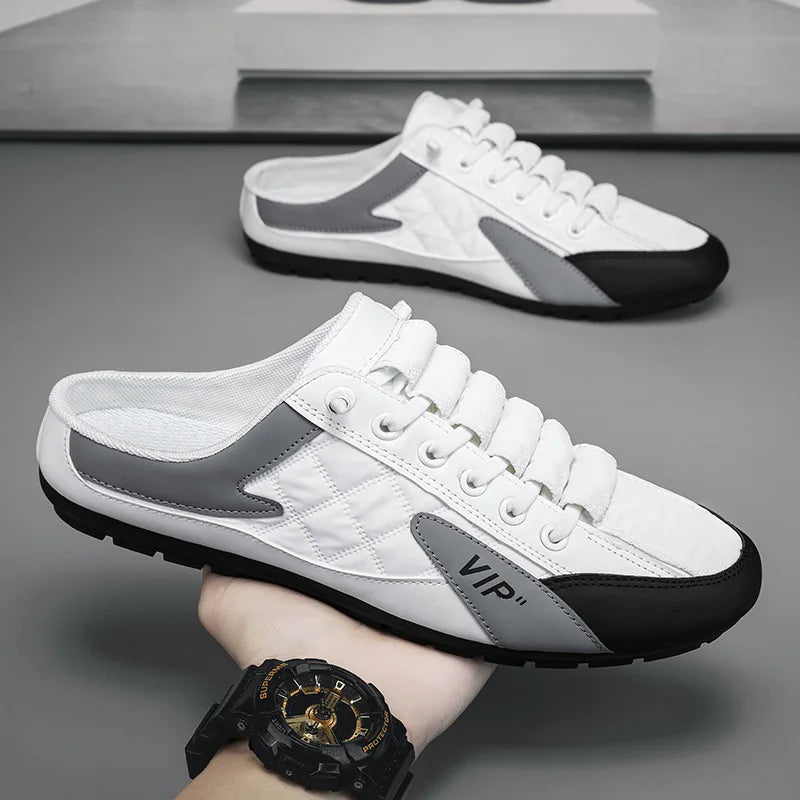 2023 Fashion men New Style lat - soled Wild Flat - bottomed Summer Thin Section Baotou Half Slippers - La Tienda Bella