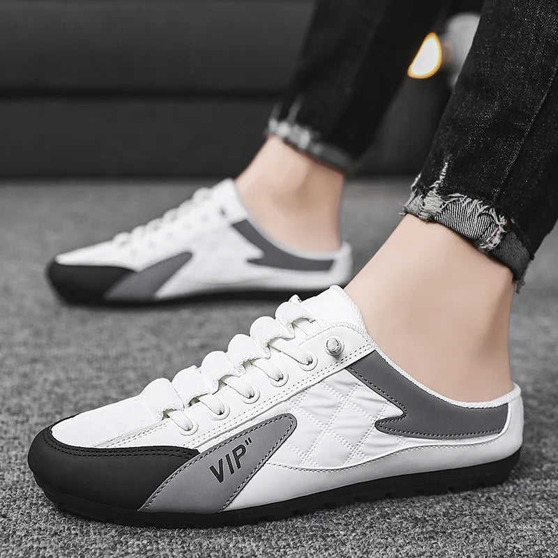 2023 Fashion men New Style lat - soled Wild Flat - bottomed Summer Thin Section Baotou Half Slippers - La Tienda Bella