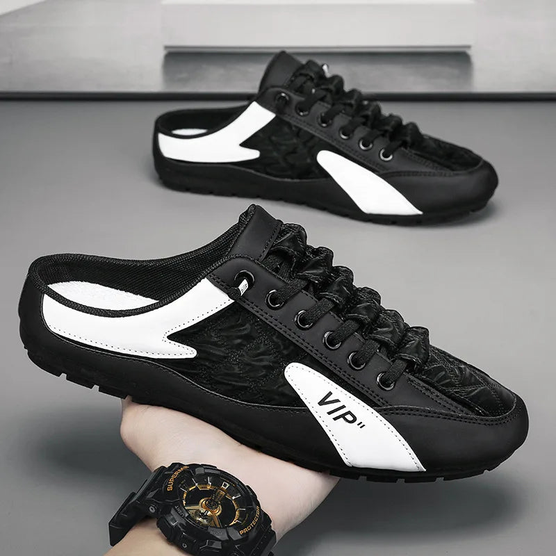 2023 Fashion men New Style lat - soled Wild Flat - bottomed Summer Thin Section Baotou Half Slippers - La Tienda Bella