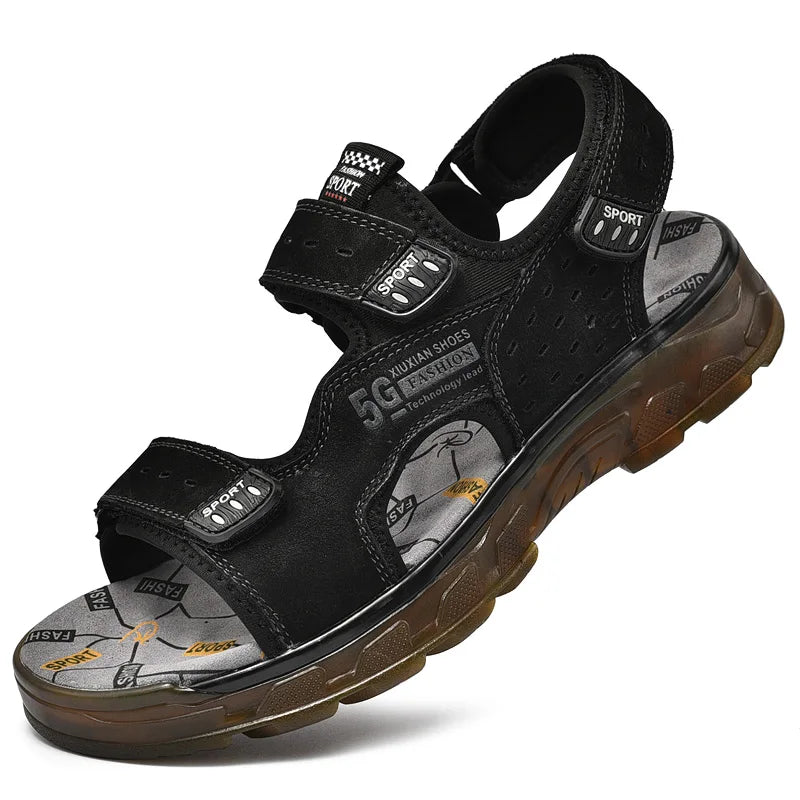 2023 Men Sandals Leather Men Summer Shoes Man Casual Comfortable Barefoot Sandals Men Pentoufle Homme Summer Sandals Men - La Tienda Bella