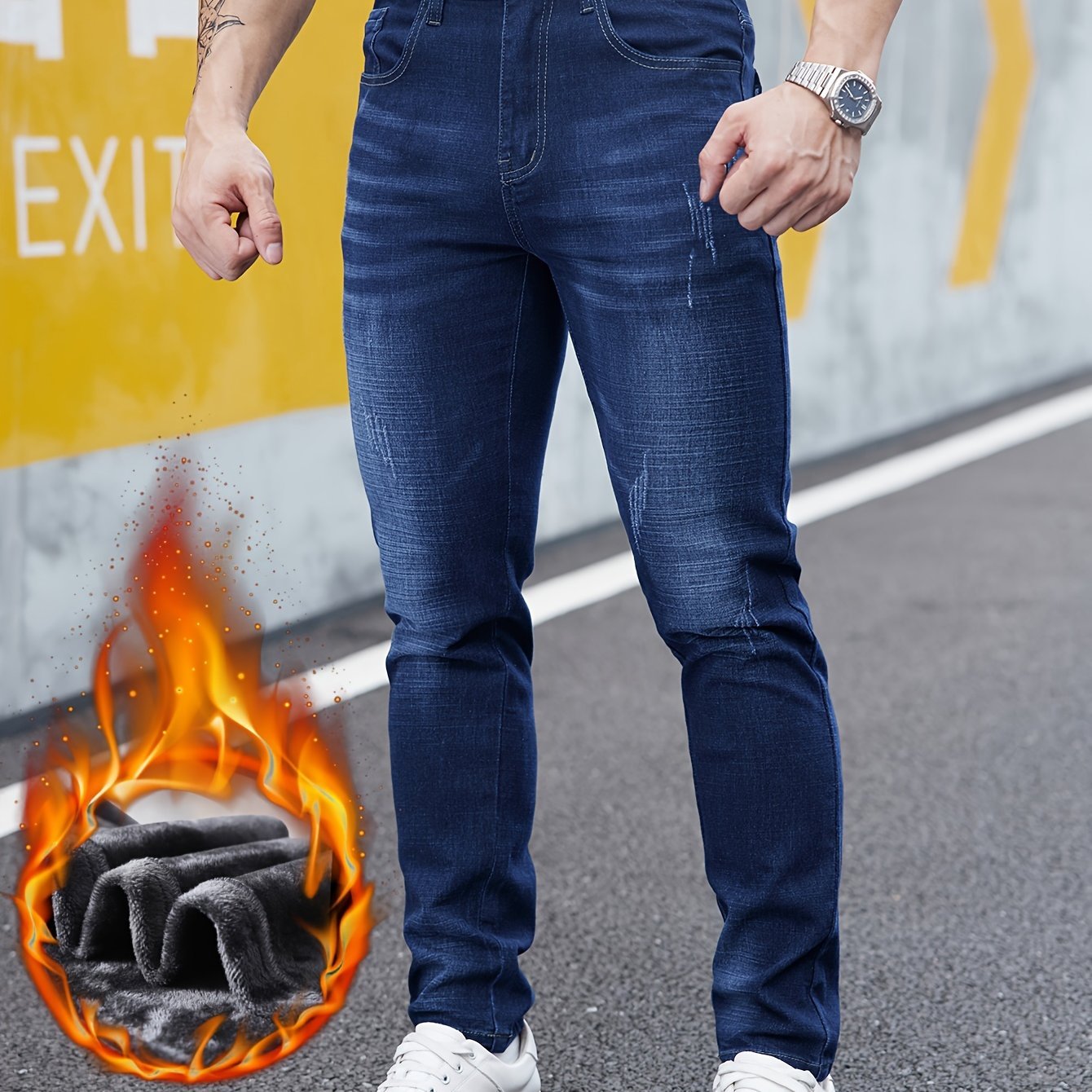2023 New Autumn/Winter Fleece - Lined Slim Fit Jeans for Men - Premium Stretch Casual Pants - La Tienda Bella