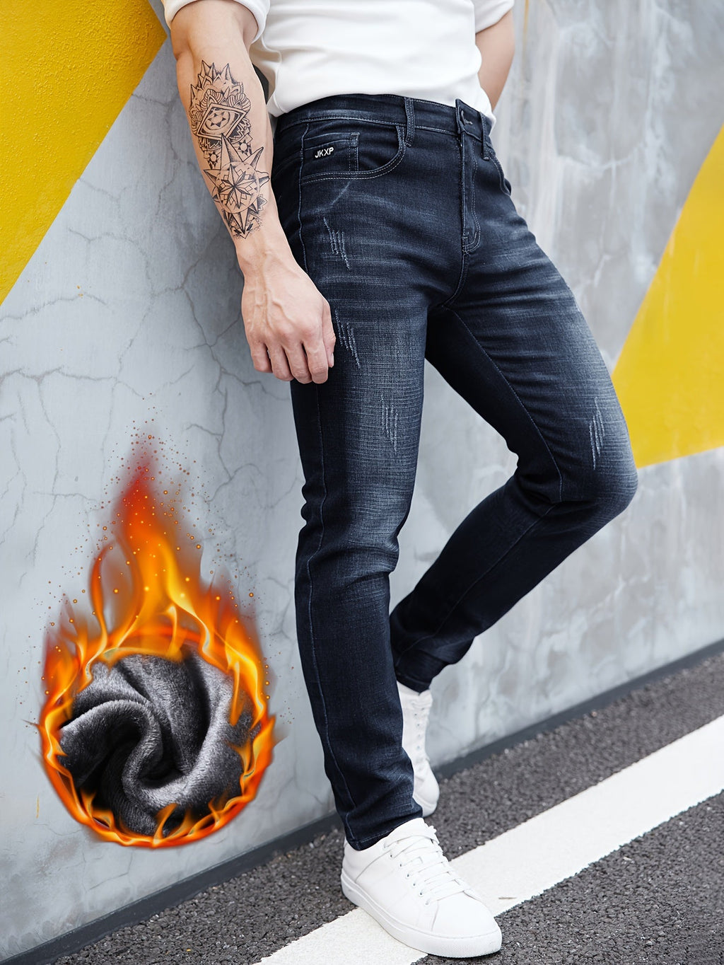 2023 New Autumn/Winter Fleece - Lined Slim Fit Jeans for Men - Premium Stretch Casual Pants - La Tienda Bella