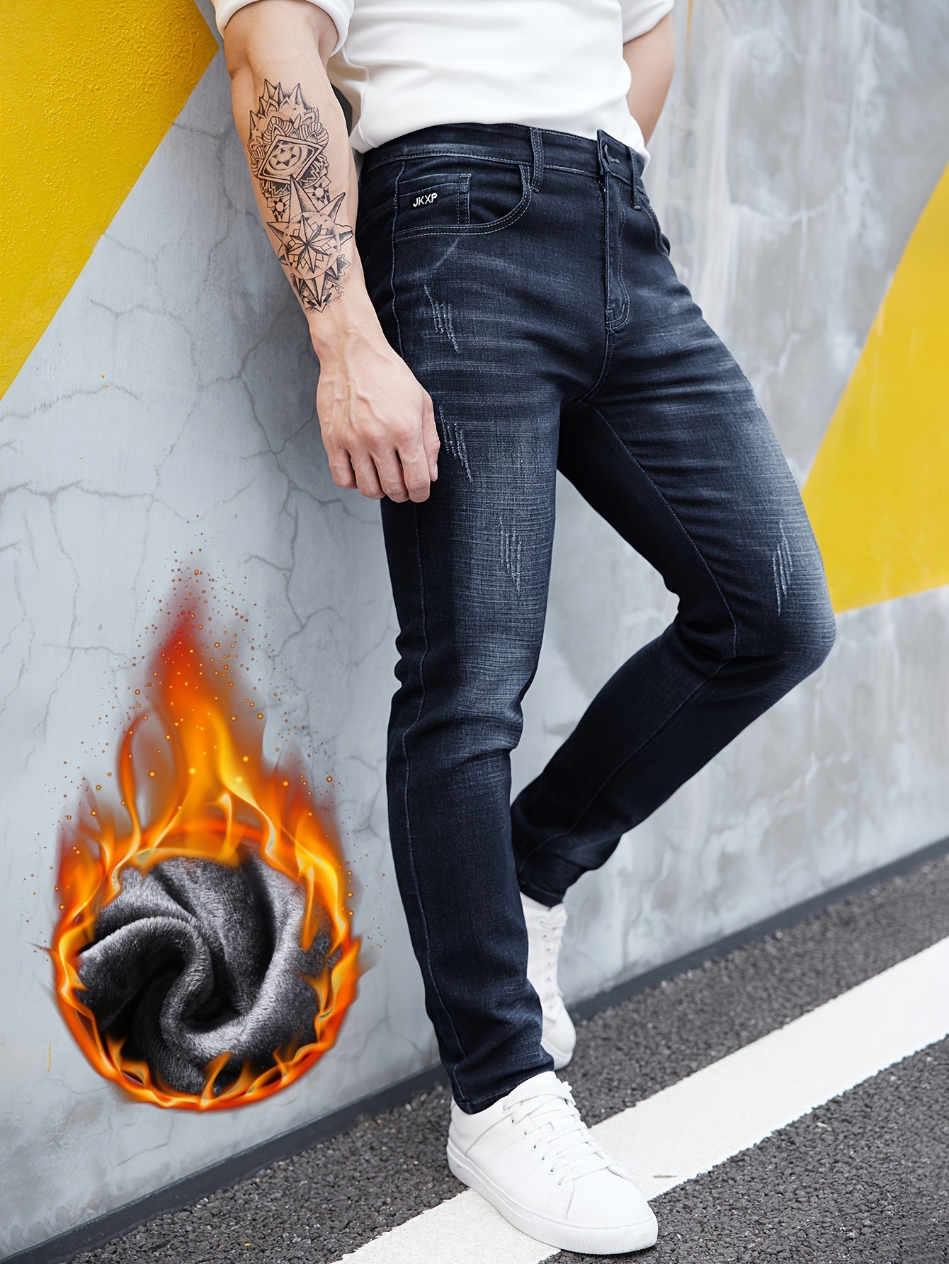 2023 New Autumn/Winter Fleece - Lined Slim Fit Jeans for Men - Premium Stretch Casual Pants - La Tienda Bella