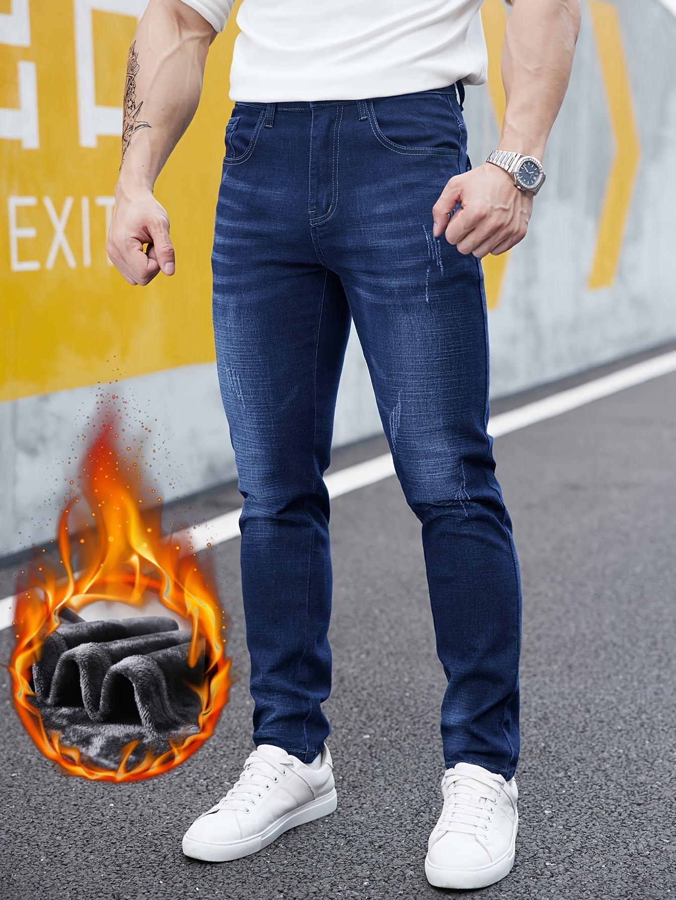 2023 New Autumn/Winter Fleece - Lined Slim Fit Jeans for Men - Premium Stretch Casual Pants - La Tienda Bella