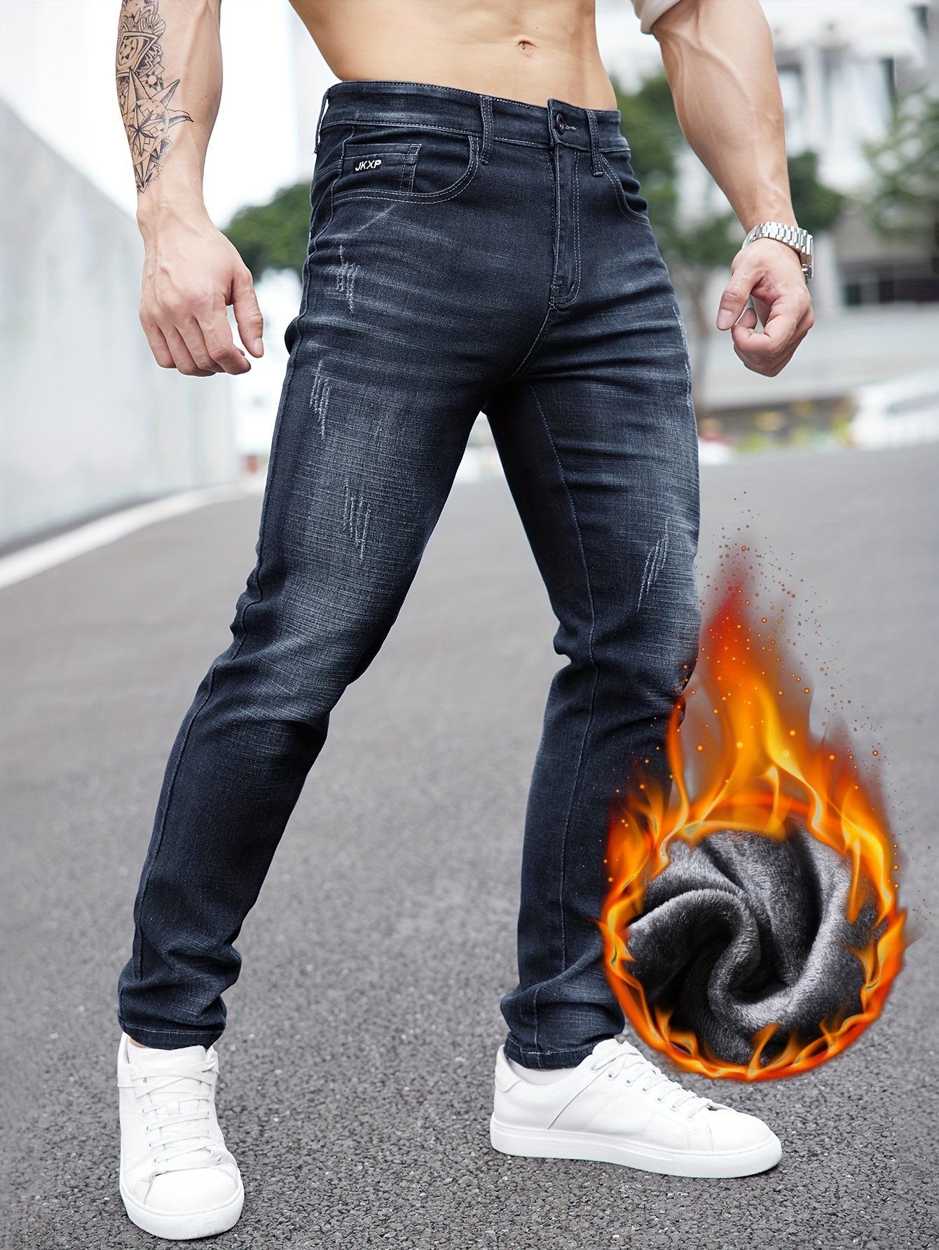 2023 New Autumn/Winter Fleece - Lined Slim Fit Jeans for Men - Premium Stretch Casual Pants - La Tienda Bella