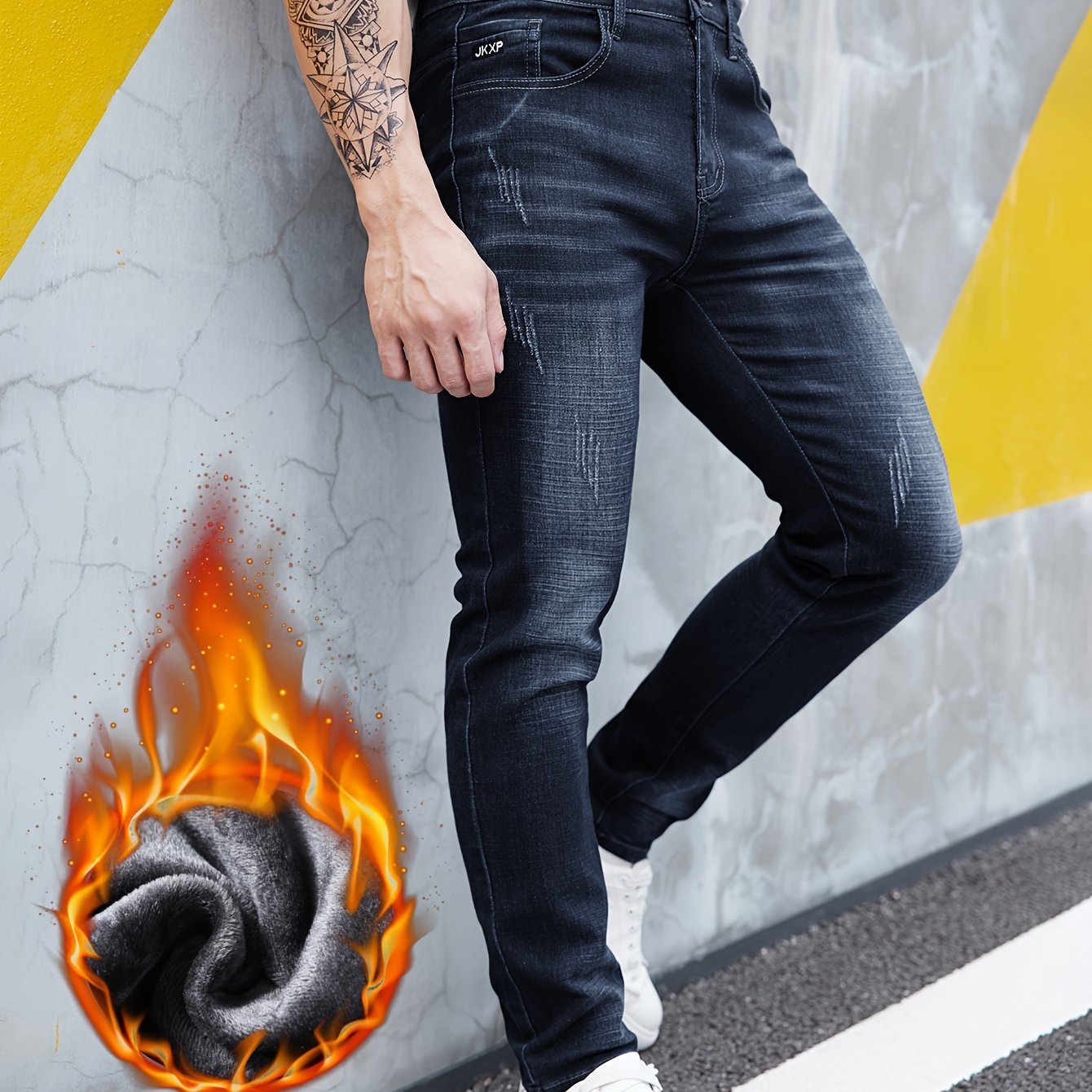 2023 New Autumn/Winter Fleece - Lined Slim Fit Jeans for Men - Premium Stretch Casual Pants - La Tienda Bella