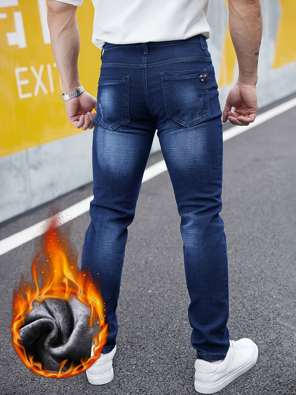 2023 New Autumn/Winter Fleece - Lined Slim Fit Jeans for Men - Premium Stretch Casual Pants - La Tienda Bella
