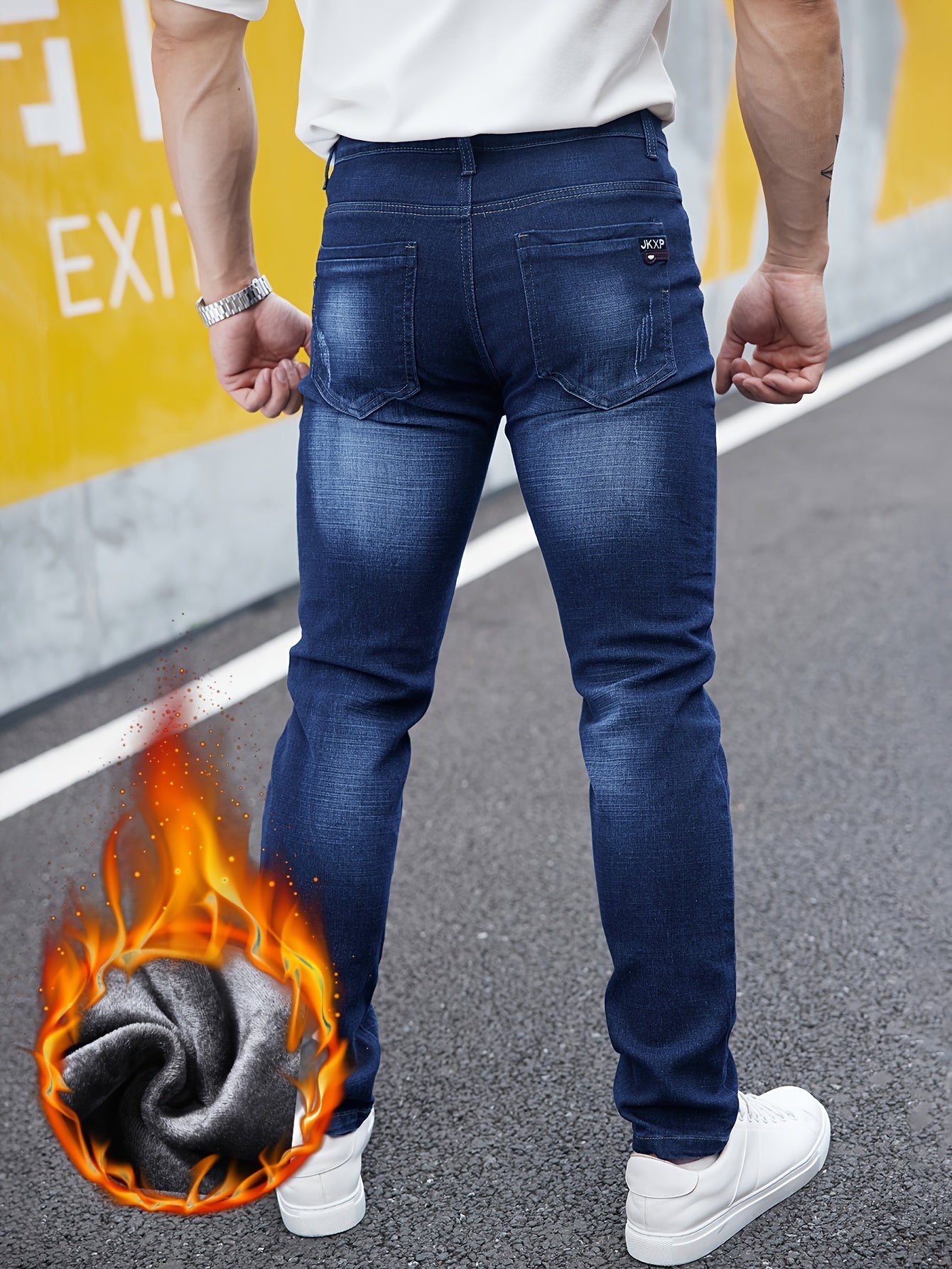 2023 New Autumn/Winter Fleece - Lined Slim Fit Jeans for Men - Premium Stretch Casual Pants - La Tienda Bella