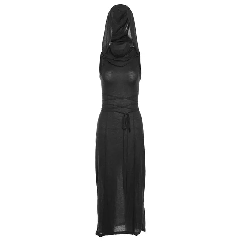 2023 Summer Fashion Trend Women's Clothing New Hooded Loose Hem Slit Personalized Dress Party Dress Club Clothing - La Tienda Bella