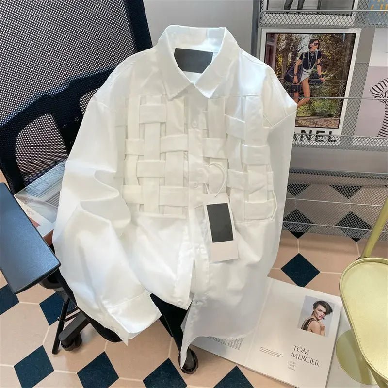 2024 New Spring and Autumn Fashion Retro Literature Loose and Casual Design Sense Small Number Polo Collar Knitted Men's Shirt - La Tienda Bella