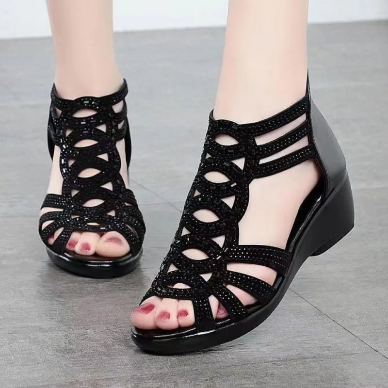 2024 Shoes for Women Soft Leather Roman Sandals Summer Fashion Soft Sole Outwear Wedge Shoes Casual Shoes Women Sandals - La Tienda Bella