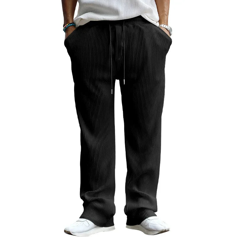 2024Spring and Autumn Fashion Men's Clothing High - End Loose Straight with Striped High Waist Wide Leg Trousers - La Tienda Bella
