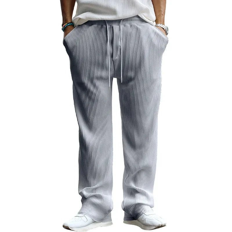 2024Spring and Autumn Fashion Men's Clothing High - End Loose Straight with Striped High Waist Wide Leg Trousers - La Tienda Bella
