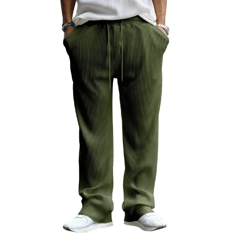 2024Spring and Autumn Fashion Men's Clothing High - End Loose Straight with Striped High Waist Wide Leg Trousers - La Tienda Bella