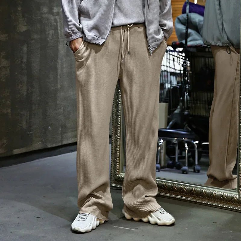 2024Spring and Autumn Fashion Men's Clothing High - End Loose Straight with Striped High Waist Wide Leg Trousers - La Tienda Bella