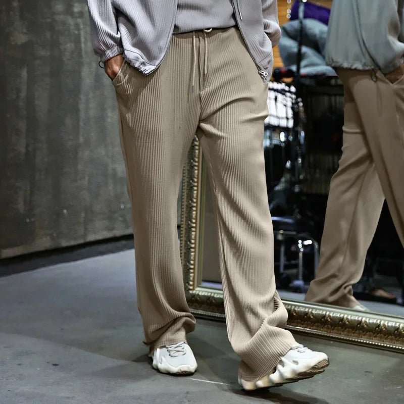 2024Spring and Autumn Fashion Men's Clothing High - End Loose Straight with Striped High Waist Wide Leg Trousers - La Tienda Bella