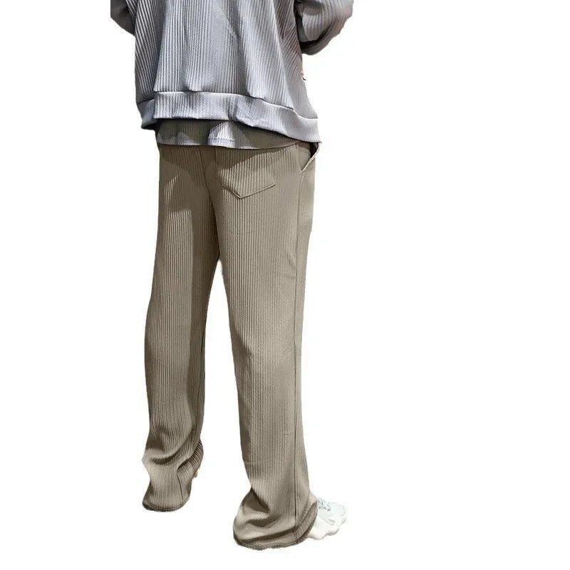 2024Spring and Autumn Fashion Men's Clothing High - End Loose Straight with Striped High Waist Wide Leg Trousers - La Tienda Bella