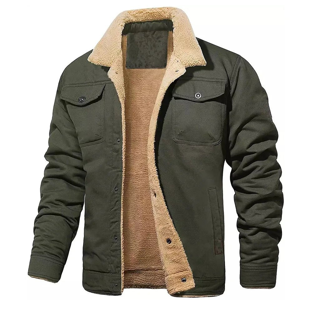 2025 Fashion Fleeced Jacket for Men Solid Color Thick Warm Outwear Tops Quality Autumn Winter Casual Coats Black Men's Jackets - La Tienda Bella
