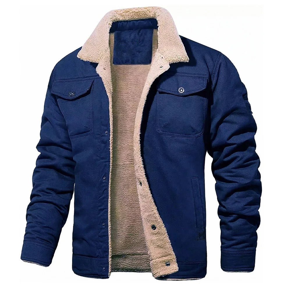 2025 Fashion Fleeced Jacket for Men Solid Color Thick Warm Outwear Tops Quality Autumn Winter Casual Coats Black Men's Jackets - La Tienda Bella